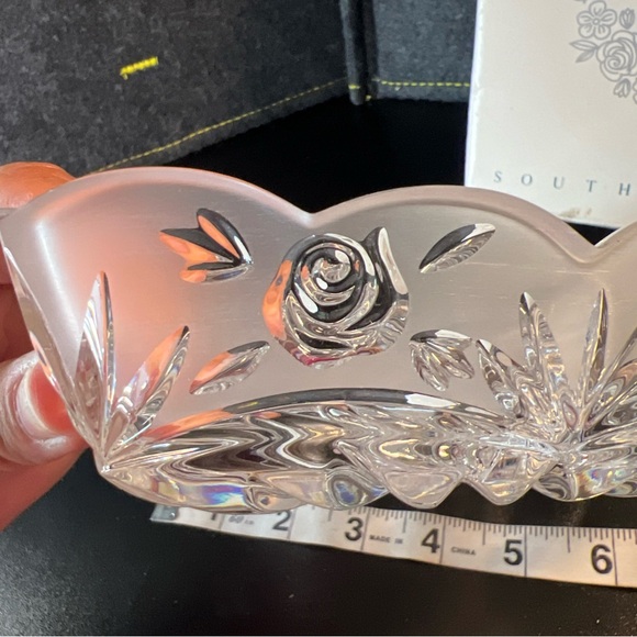 Oneida Crystal SOUTHERN GARDEN 3-Part Relish Dish Heart Shape 8" Germany Cottage - Picture 4 of 8